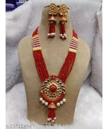 Maharani Jabels Mala Long Necklace Kundan Earrings Pearl Stone Jewlery Set - £11.85 GBP