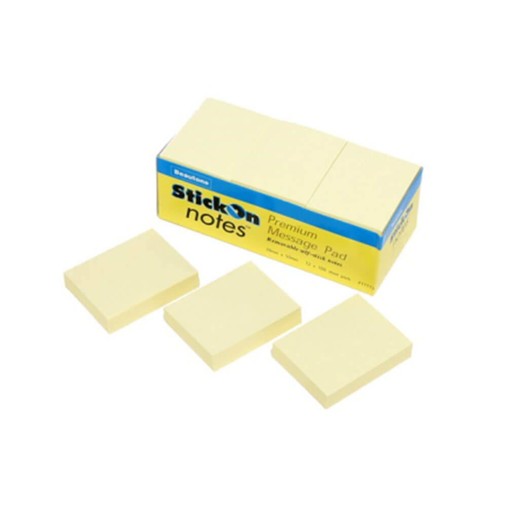 Beautone Stick On Notes 38x50mm Yellow (12 pads) - $22.26