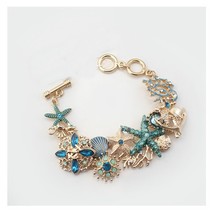 Ocean Elements Bracelet Marine Starfish Seahorse Shell Coral Cystal Charms Brace - £18.08 GBP