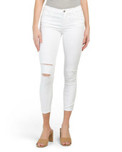 NWT J BRAND 835 white denim jeans 33 skinny stretch $198 destructed cropped  - £98.75 GBP