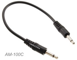 6-Inch 3.5Mm Mono Ts Audio Male To Male Molded Short Black Jumper Cable, - £11.77 GBP