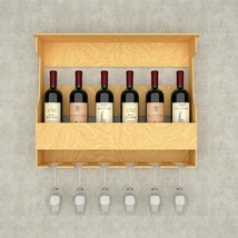 Bar Wood Wall Shelf / Book Shelf, Light Oak Finish - $392.50