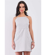 Women&#39;s Light Grey Cotton Sleeveless Square Neck Side Pockets Apron Mini... - $20.29 CAD
