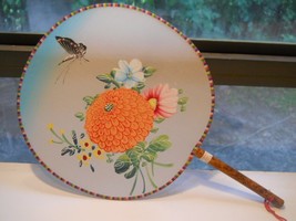 Vintage Hand Fan, Palace Fans Floral with butterfly - $12.99