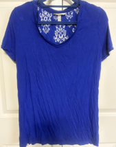Soma M Blue Womens V Neck Short Sleeve Shirt Top Blouse - $14.85