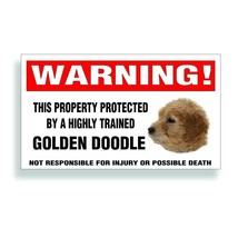 Warning DECAL trained GOLDEN DOODLE labrador poodle dog bumper or window sticker - £7.93 GBP