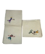 Vintage Mexican Lot Set 3 Napkins Lady Under Tree Boy Rope Lady Picking ... - $18.69