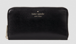 New Kate Spade Staci Large Continental Wallet Saffiano Leather Black - £58.19 GBP