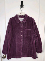 LL Bean Womens Corduroy Plaid Lined Shacket Jacket Size 2X Purple Comfort - $37.40