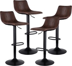 SUPERJARE Bar Stools Set of 4 - Adjustable Barstools with Back and Footrest, - £238.29 GBP