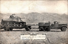 vintage Diamond T PUlling Tank on Trailer, Lithograph WWII Era Army USA Vintage - £27.31 GBP