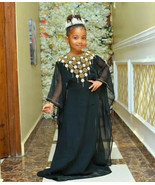 Moroccan Girls Dress Abaya Moroccan Festive Black Caftan Jilbab Kids Kaftan - £48.15 GBP
