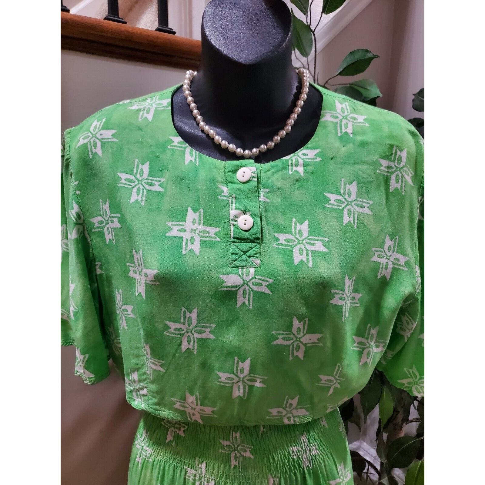 Vintage Donar Hadi Green Polyester Short Sleeve Top & Knee Length Dress Suit Item image 2