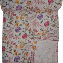 Cotton Fabric Handmade Kantha Quilt, Indian Bedspread, Cotton Throw Gudri - £36.40 GBP+