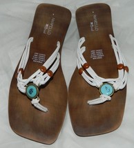 AMARELLO Brazil Faux Wood Embellished Flip Flops Size 9 - $26.14