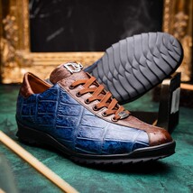 Genuine alligator and ostrich quill fashion sneaker Shoes Saulo Blue Jeans image 11