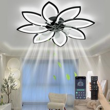 35-Inch Black Flush Mount Bedroom Ceiling Fans With Lights,, Six Speed. - £113.27 GBP