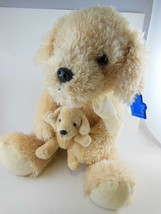 Golden Retriever Plush Dog With Puppy 10&quot; Sitting Russ Applause Vintage TAG - £13.26 GBP