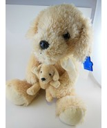 Golden Retriever Plush Dog With Puppy 10&quot; Sitting Russ Applause Vintage TAG - £13.28 GBP