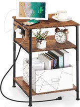 Sehertiwy Nightstand With Charging Station, Living Room Side Tables, Bedside - £47.12 GBP