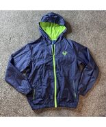 Superman DC Hooded Windbreaker Rain Jacket Navy Neon Green Men’s Size La... - $25.19 CAD