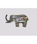 Vtg 925 Sterling Silver Elephant Brooch Marked Mexico Abalone Or Mother ... - £23.01 GBP