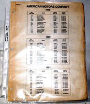 1959-1969 American Motors Corp. Manufacturer Exterior Paint Code Numbers... - €6,11 EUR