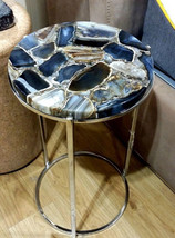 Natural Blue Agate Gemstone Coffee Table, Agate Counter Table, Living Home Decor - £173.77 GBP+