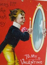 Valentines Day Postcard Unsigned Ellen Clapsaddle Vintage Germany Mirror Boy - £7.84 GBP