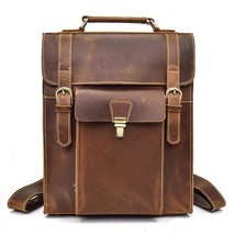 leather backpack Unisex cow leather 14&quot; Laptop rucksack - £150.53 GBP