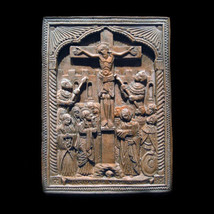 Crucifix Icon Christian Plaque Sculpture Replica Reproduction - $38.61