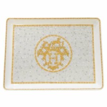 Hermes Mosaique au 24 Square Sushi Platter 16 X 12 CM Gold Porcelain - £349.03 GBP