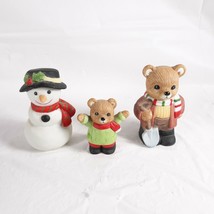 Homco 5101 Bears Set of 3 Christmas Bear Boy Bear Snowman - £19.77 GBP