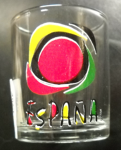 Espana Shot Glass Clear Glass with Yellow Red Green Sun Candle Holder Style - $8.99