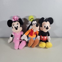 Disney Plush Lot Goofy Minnie Mickey Approx 10 in Tall Kids Plush - $18.99