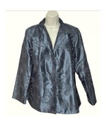 NWT Susan Graver Metallic Blue Dressy Jacket Soutache Embroidery Sequins M - £27.62 GBP