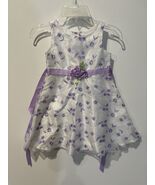 Youngland 4T Month Toddler  Dress WHITE &amp; PURPLE w/FLORAL Rose &amp; Ribbon - $14.85