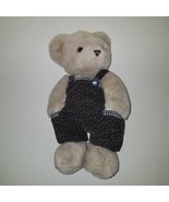 A&amp;A Aurora Tan Teddy Bear Plush 11&quot; Stuffed Animal Toy Corduroy Overalls - £23.26 GBP