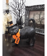 Halloween Vintage Style Black Cat Hocus Pocus Resin Tabletop Statue Figurine 7" - $400.02 MXN