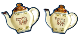 2 Ganz Casa Bella Tea Bag Caddies Spoon Rests Farm Cottage Style Teapot Shape - £13.02 GBP