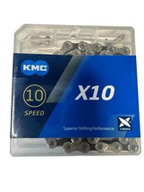 NEW KMC 10 Speed X10 Bicycle Chain Bike 116 Links Silver Black 1/2&quot; x 11/128&quot; - £19.35 GBP