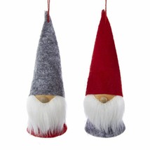 Kurt Adler Set Of 2 Santa Dwarf Nordic Gnomes w/HATS Christmas Tree Ornaments - £10.13 GBP
