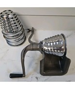 Vtg Stainless Metal Food Grinder Shreader Processor Chopper &amp; 5 Cones - $24.70
