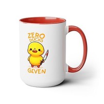 zero ducks given funny quote duck Two-Tone Coffee Mugs, 15oz humor saying - £19.18 GBP