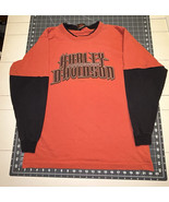 Vtg Harley Davidson Long Sleeve Men’s Shirt M Orange Manchester N.H. Fre... - $27.29