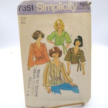 Vintage Sewing PATTERN Simplicity 7351, Misses 1976 Front Wrap Tops, Size Small - £13.72 GBP