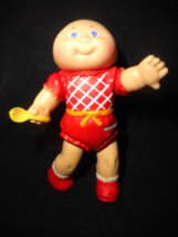 1984 Cabbage Patch Kid Doll 3 1/4&quot; Girl Figure w Spoon Bald Red Jumper P... - £9.43 GBP