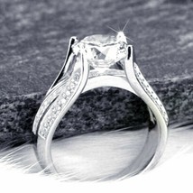 14k white Gold Plated 3.90ct Solitaire LC Moissanite Engagement Ring Band - £76.69 GBP