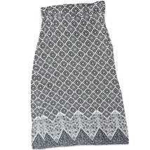 Max Studio Blue White Moroccan Greek Stretchy Jersey Foldover Midi Skirt... - $23.28