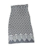Max Studio Blue White Moroccan Greek Stretchy Jersey Foldover Midi Skirt... - $31.70 CAD